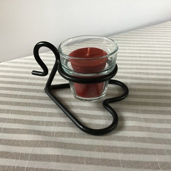 Vintage Wrought Iron & Glass Candle Holder Heart Base - Picture 7 of 8